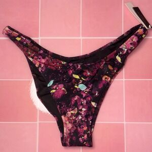 Victoria's Secret Brazilian Bikini Bottom Purple Floral High Leg Swim Medium